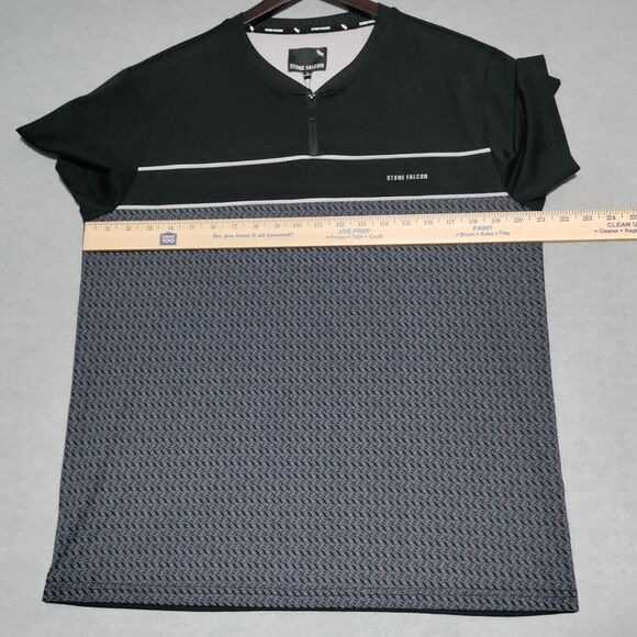 Stone Falcon Mens Shirt Size Large Black Gray Zip V-Neck Cotton Spandex NEW - Picture 8 of 13